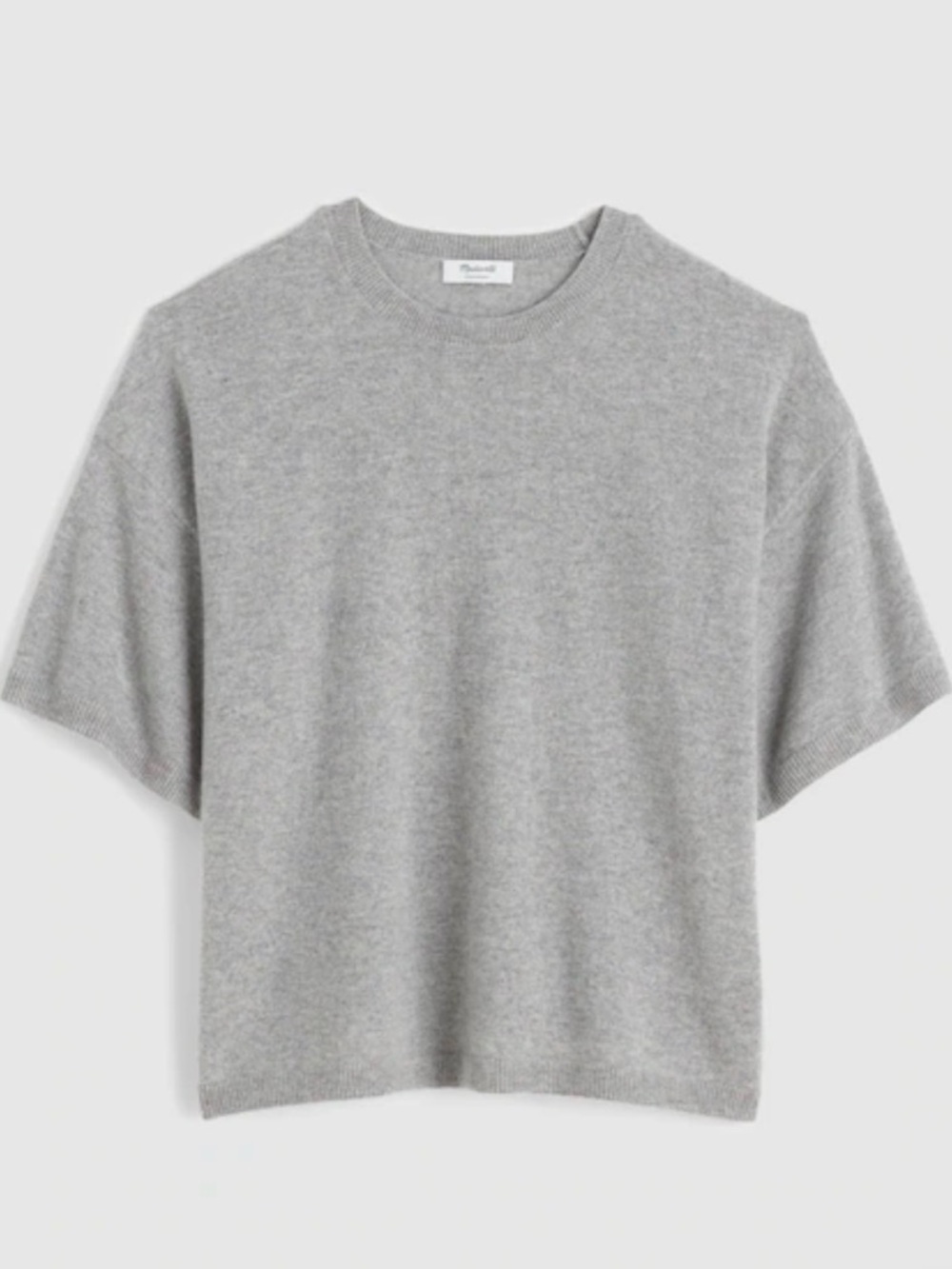Madewell Grey Short-Sleeve Cashmere Crewneck Sweater